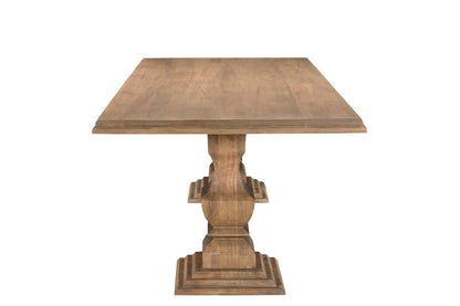 75" Brown Solid Wood Double Pedestal Base Dining Table