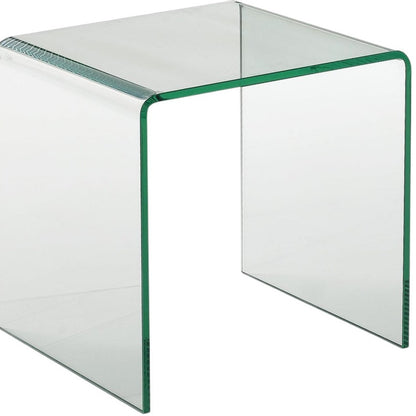21" Clear Glass Rounded Edge End Table