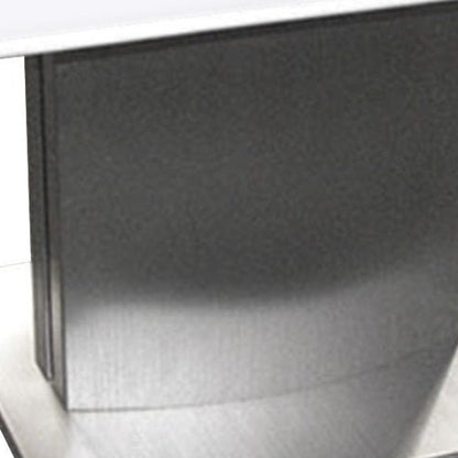 22" White And Silver Marble And Metal Square Pedestal End Table