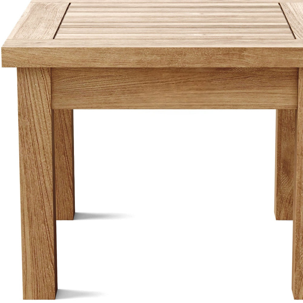 20" Natural Square Solid Wood Outdoor Side Table
