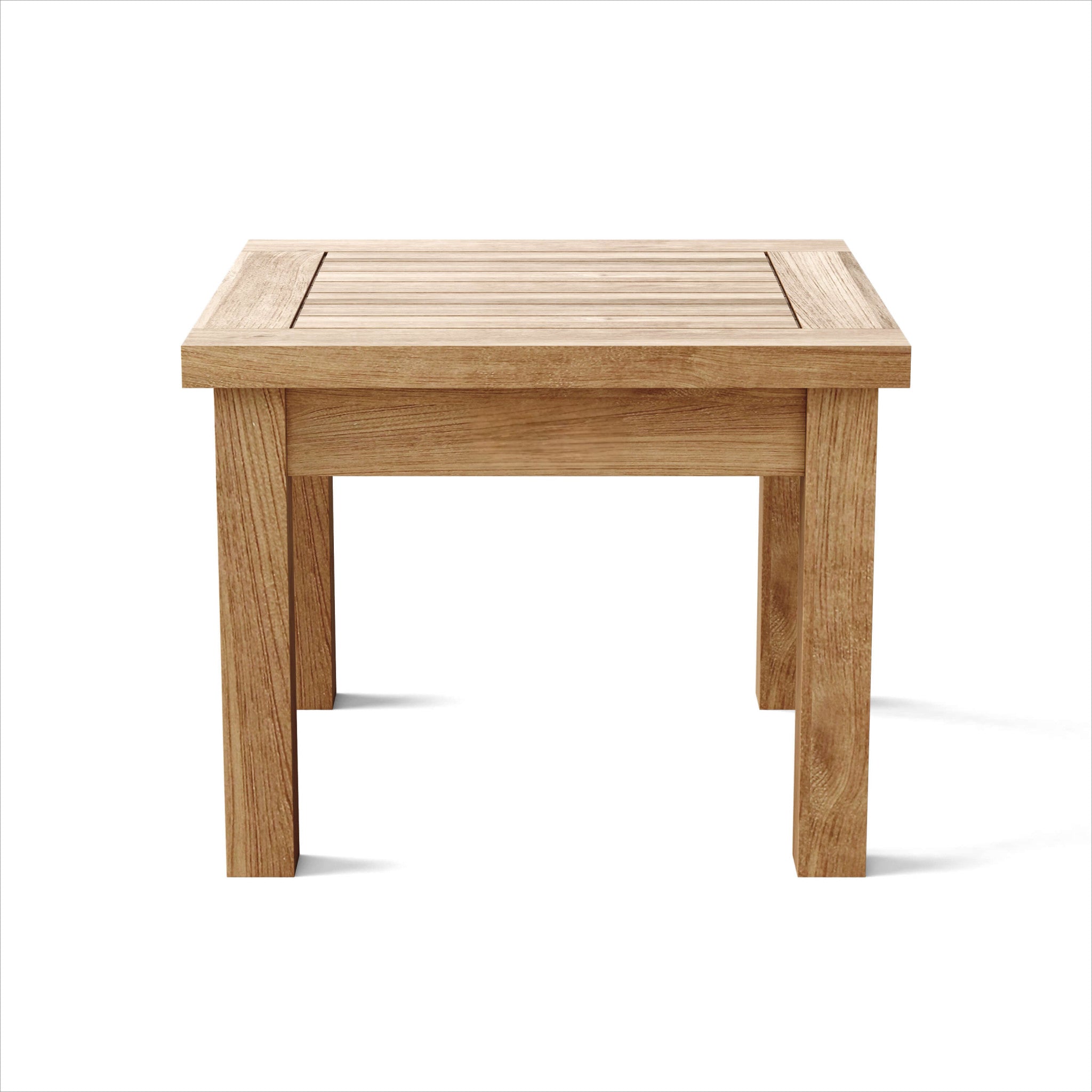 20" Natural Square Solid Wood Outdoor Side Table