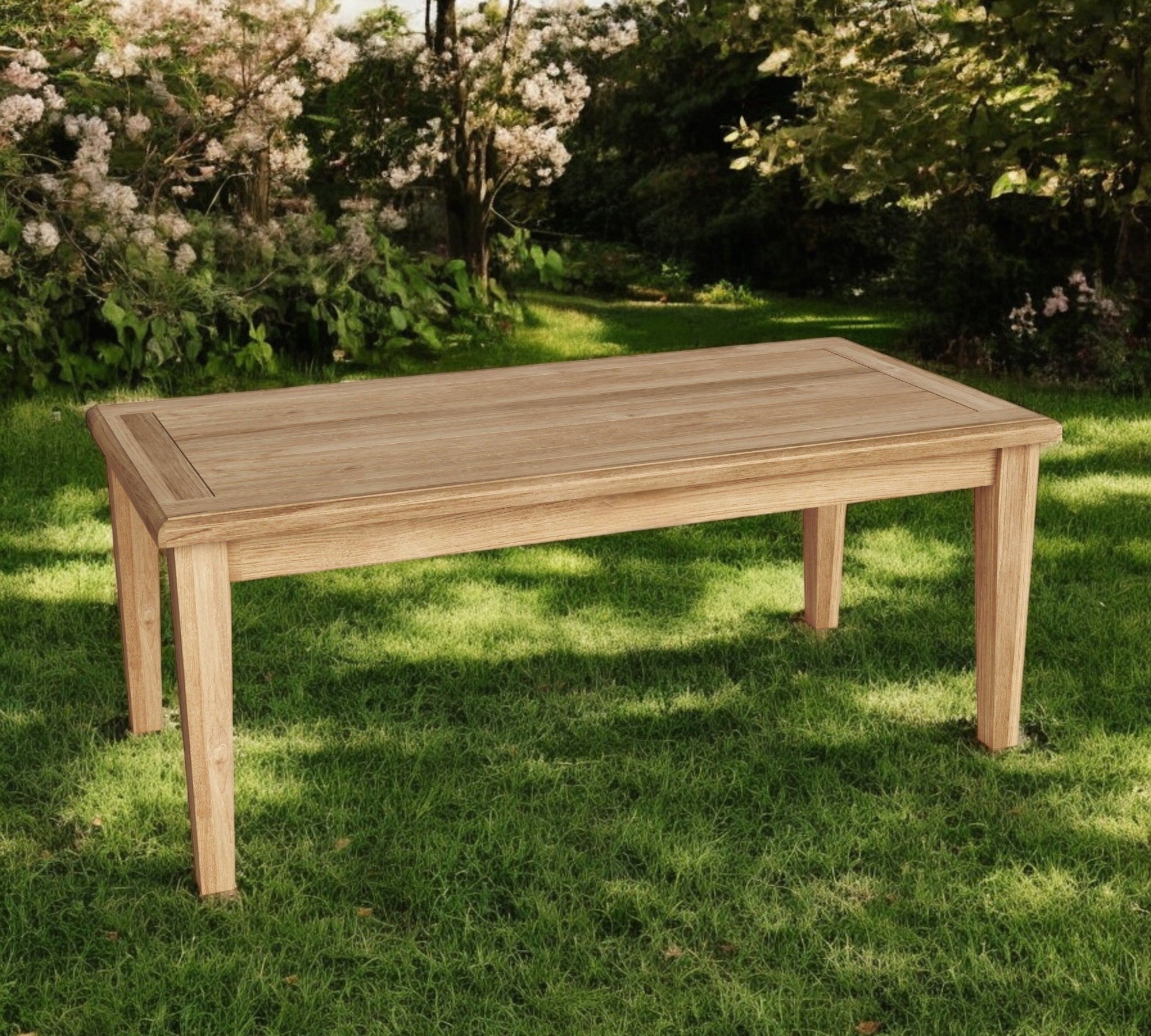 47" Natural Solid Wood Outdoor Coffee Table