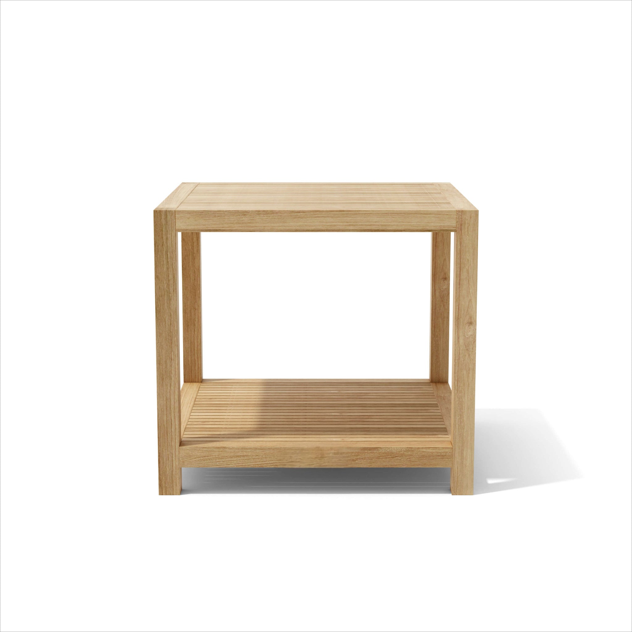 22" Natural Square Solid Wood Outdoor Side Table