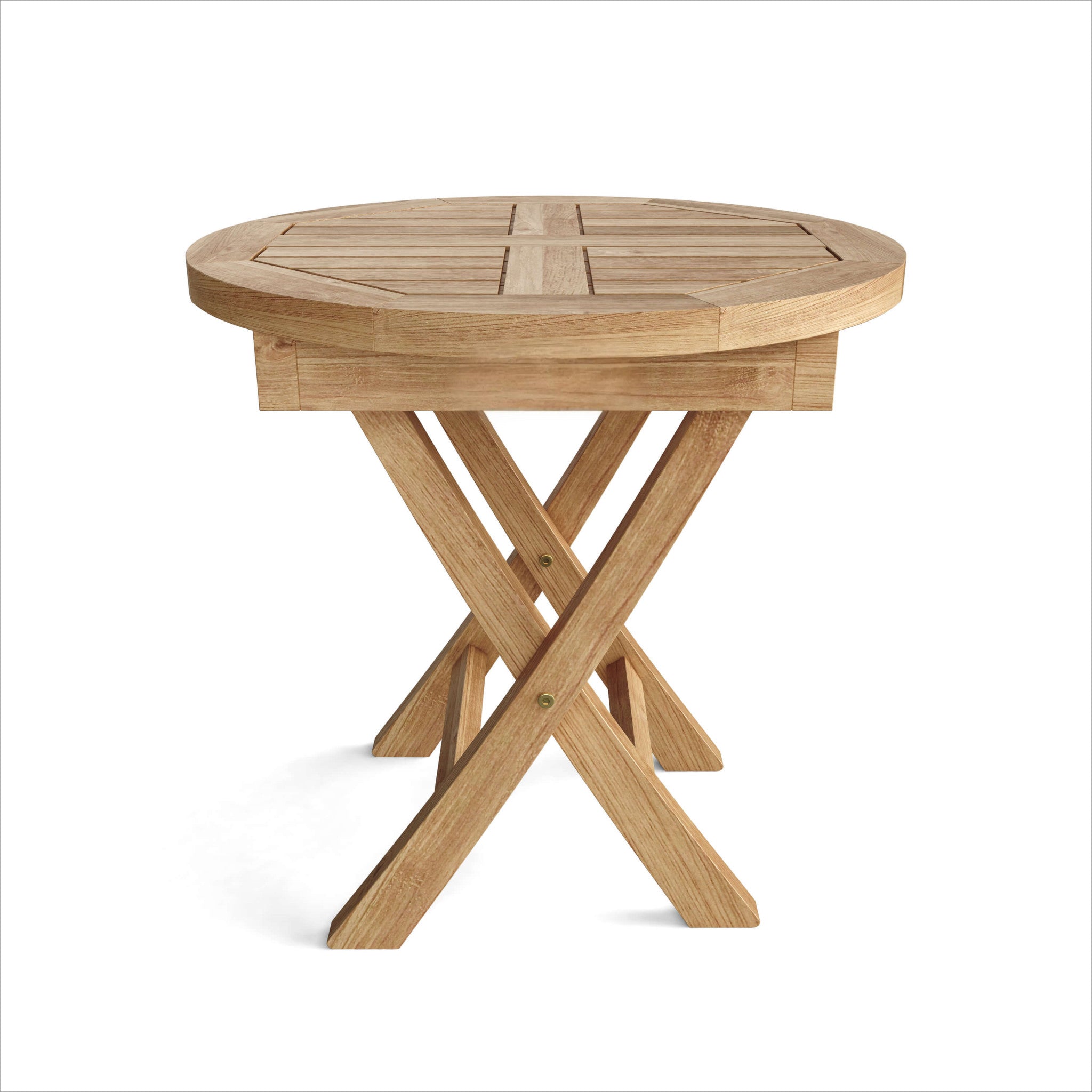 20" Natural Rounded Solid Wood Folding Outdoor Side Table