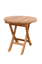 20" Natural Rounded Solid Wood Folding Outdoor Side Table