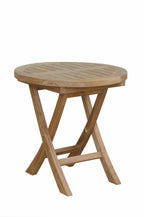 20" Natural Rounded Solid Wood Folding Outdoor Side Table