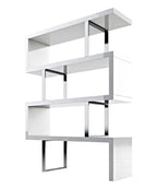 67" White And Silver Metal and Wood Three Tier Etagere Bookcase