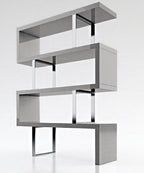 67" Gray And Silver Metal and Wood Three Tier Etagere Bookcase