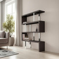 67" Espresso And Silver Metal and Wood Three Tier Etagere Bookcase