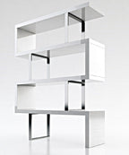 67" White And Silver Metal and Wood Three Tier Etagere Bookcase