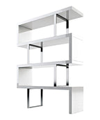 67" White And Silver Metal and Wood Three Tier Etagere Bookcase