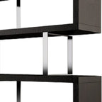 67" Black And Silver Metal and Wood Three Tier Etagere Bookcase