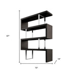 67" Black And Silver Metal and Wood Three Tier Etagere Bookcase