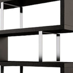 67" Espresso And Silver Metal and Wood Three Tier Etagere Bookcase