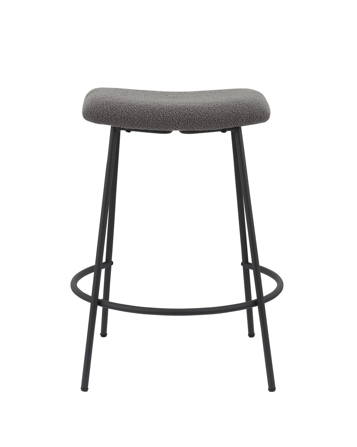 Set of Two 26" Gray and Black Fabric and Metal Backless Counter Height Bar Chairs