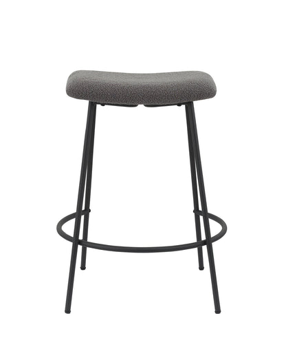 Set of Two 26" Gray and Black Fabric and Metal Backless Counter Height Bar Chairs