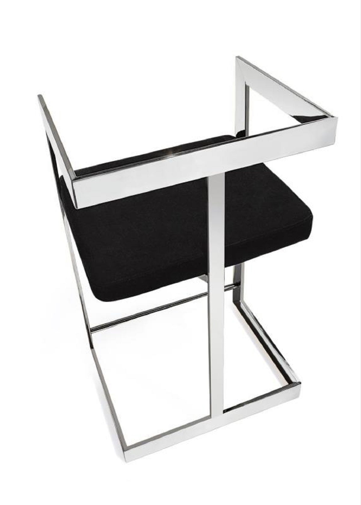26" Black and Silver Velvet and Stainless Steel Low Back Counter Height Bar Chair