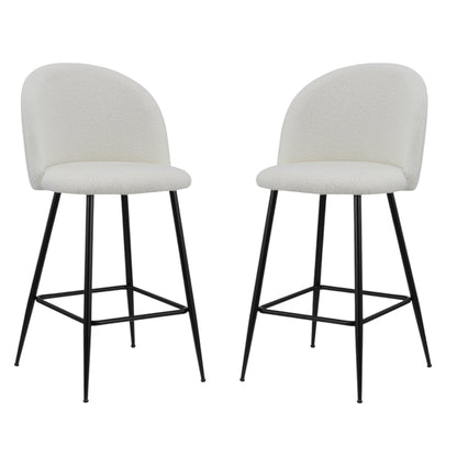 Set of Two 26" White and Black Fabric and Metal Low Back Counter Height Bar Chairs