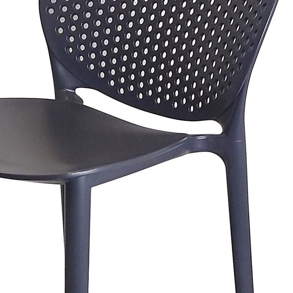 Set of Four 30" Dark Gray Heavy Duty Plastic Low Back Bar Height Bar Chairs