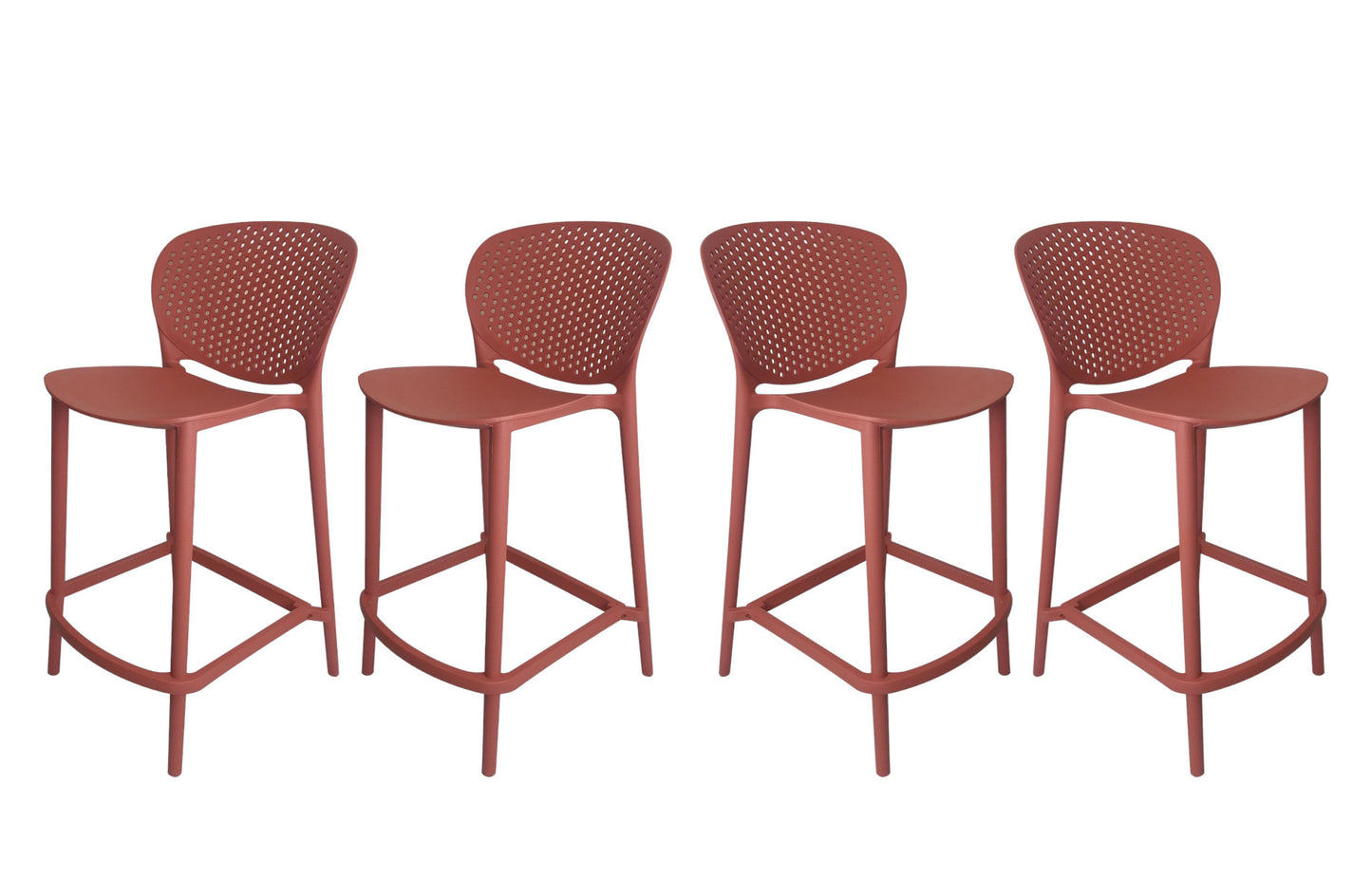 Set of Four 30" Orange Heavy Duty Plastic Low Back Bar Height Bar Chairs