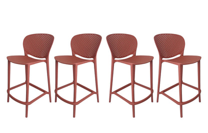 Set of Four 30" Orange Heavy Duty Plastic Low Back Bar Height Bar Chairs