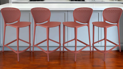 Set of Four 30" Orange Heavy Duty Plastic Low Back Bar Height Bar Chairs