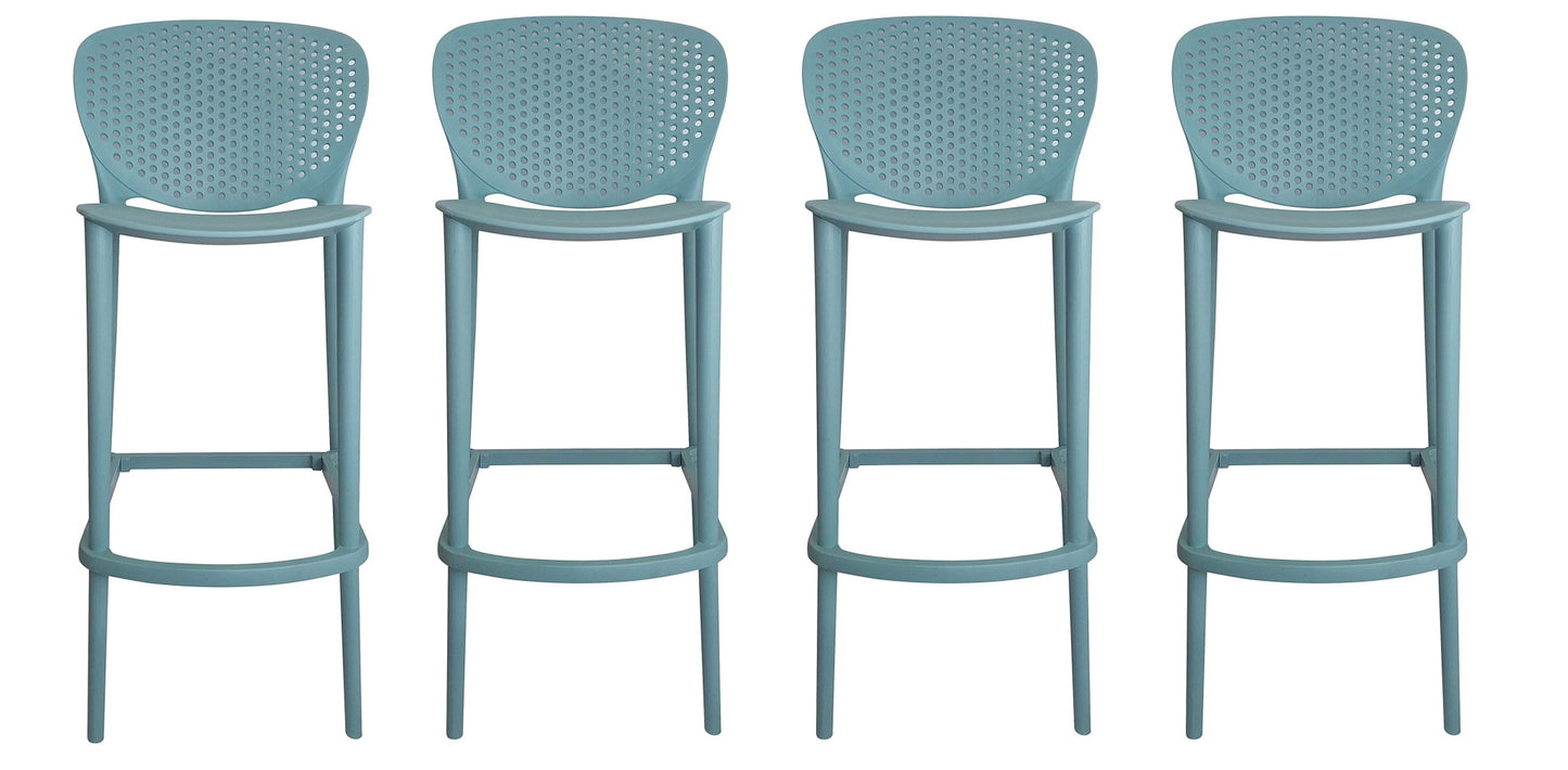 Set of Four 26" Green Heavy Duty Plastic Low Back Counter Height Bar Chairs