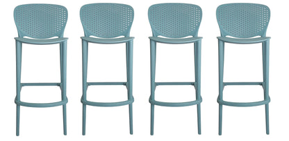 Set of Four 26" Green Heavy Duty Plastic Low Back Counter Height Bar Chairs