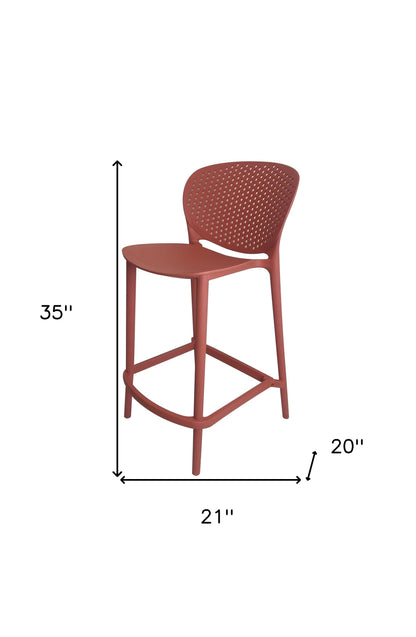 Set of Four 26" Orange Heavy Duty Plastic Low Back Counter Height Bar Chairs