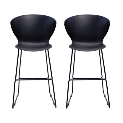 Set of Two 26" Black Heavy Duty Plastic and Metal Low Back Counter Height Bar Chairs