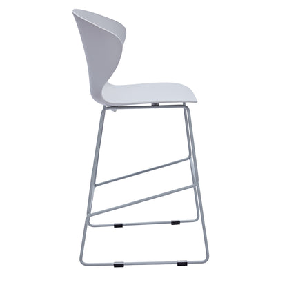 Set of Two 26" Gray Heavy Duty Plastic and Metal Low Back Counter Height Bar Chairs