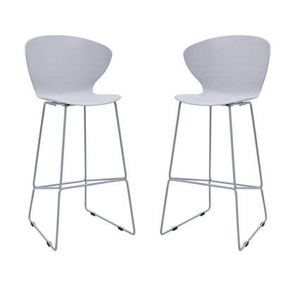 Set of Two 30" Gray Heavy Duty Plastic and Metal Low Back Bar Height Bar Chairs