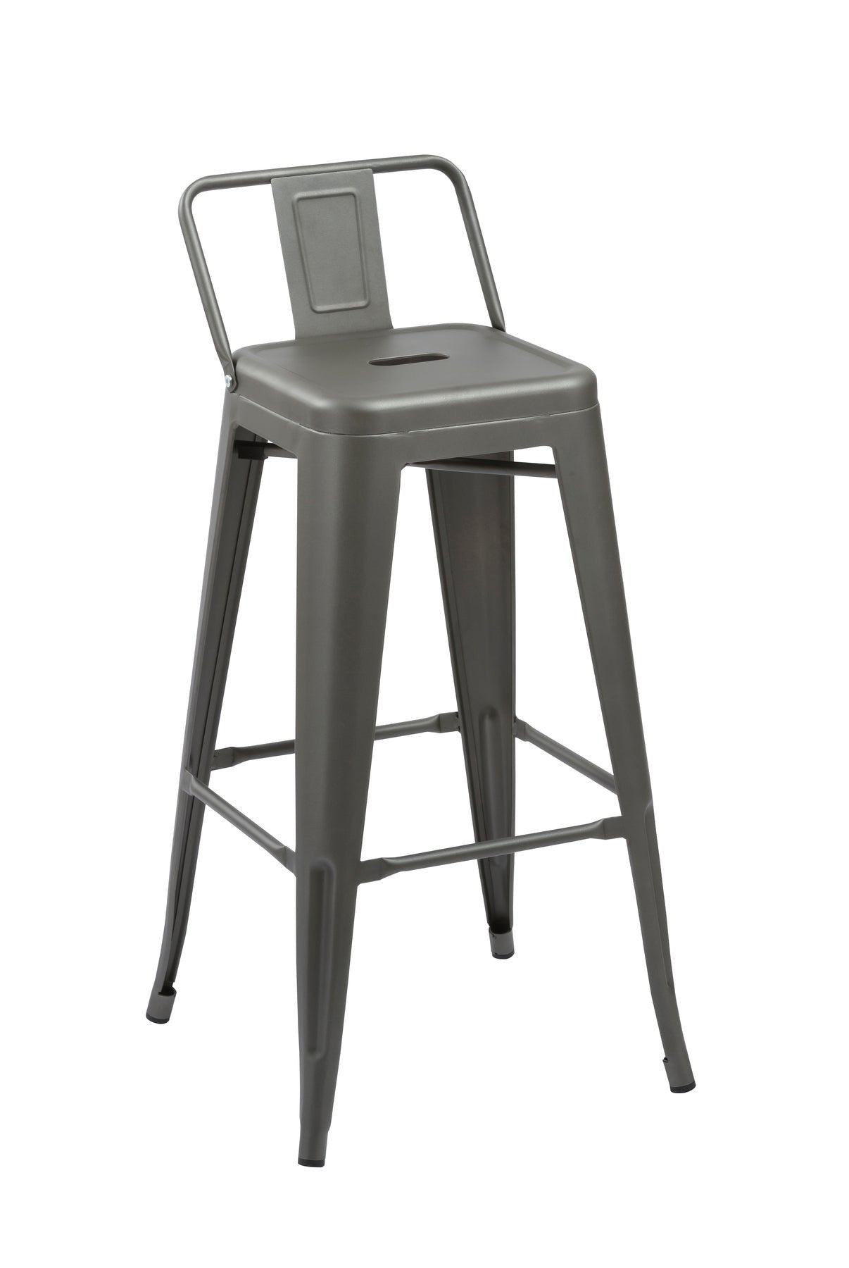 Set of Four 26" Dark Gray Steel and Metal Low Back Counter Height Bar Chairs