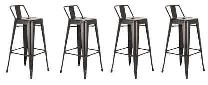 Set of Four 26" Black Steel and Metal Low Back Counter Height Bar Chairs