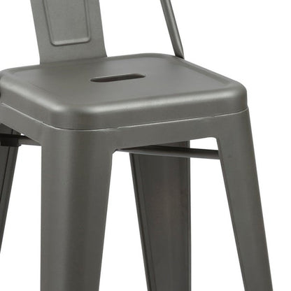 Set of Four 26" Gray Steel and Metal Low Back Counter Height Bar Chairs