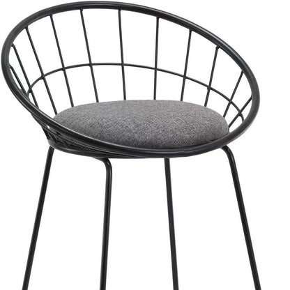 Set of Two 26" Gray and Black Fabric and Metal Low Back Counter Height Bar Chairs