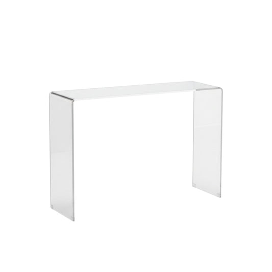16" White Glass Block Console Table