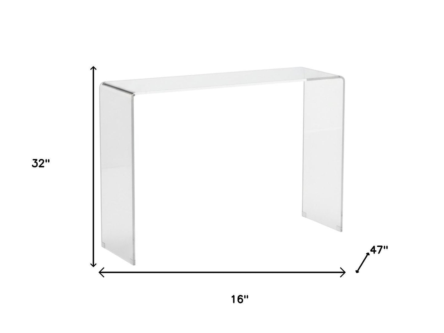 16" White Glass Block Console Table