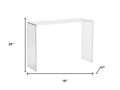 16" White Glass Block Console Table