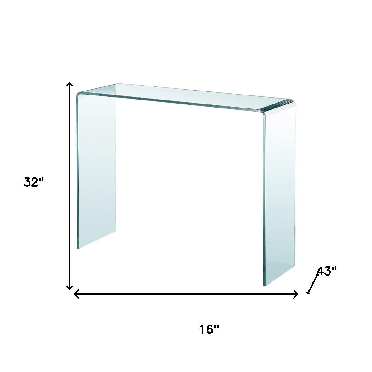 16" Clear Glass Block Console Table