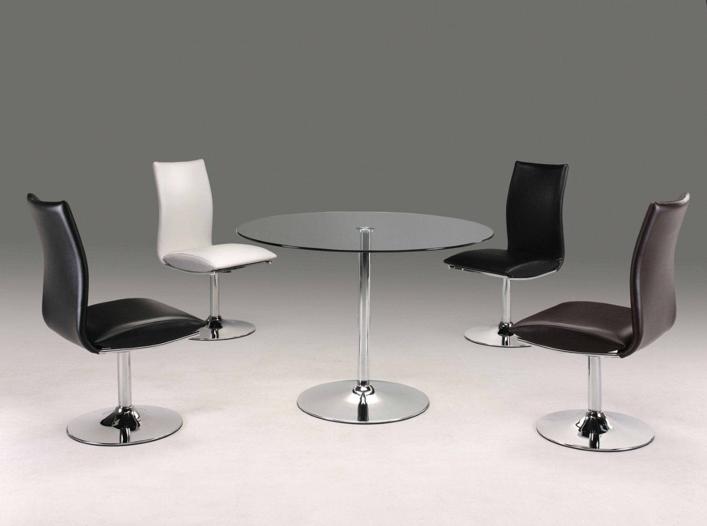 42" Clear and Silver Glass and Metal Pedestal Base Round Top Dining Table