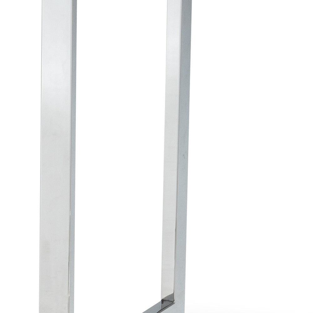 59" White and Silver Wood and Metal Pedestal Base Square Dining Table