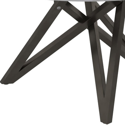 47" White and Gray Wood and Stainless Steel Cross Leg Base Round Top Dining Table