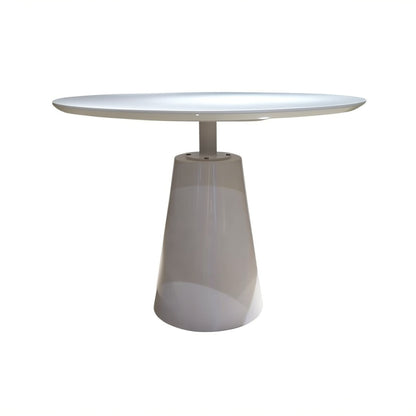 36" White Wood and Metal Pedestal Base Round Top Dining Table