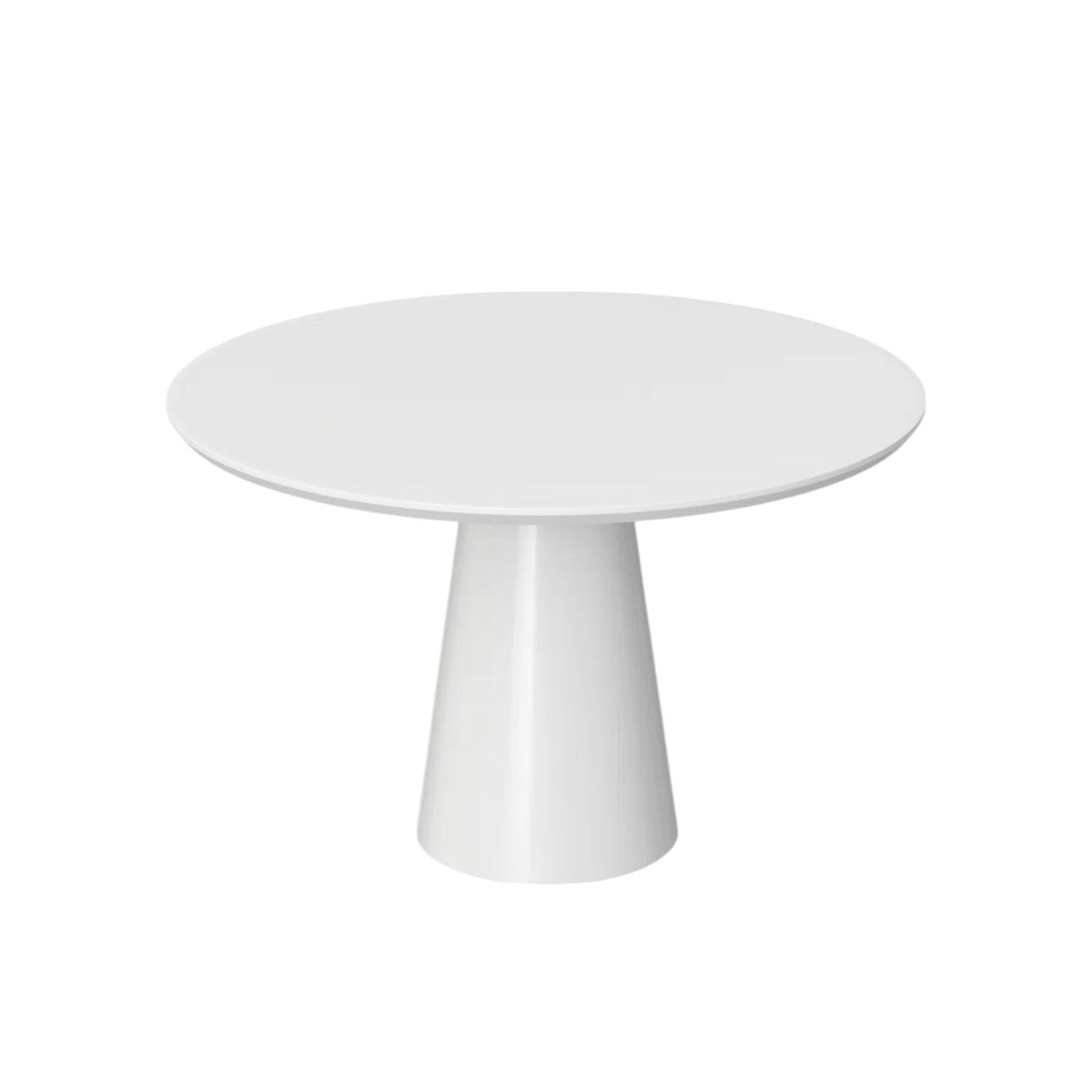 36" White Wood and Metal Pedestal Base Round Top Dining Table