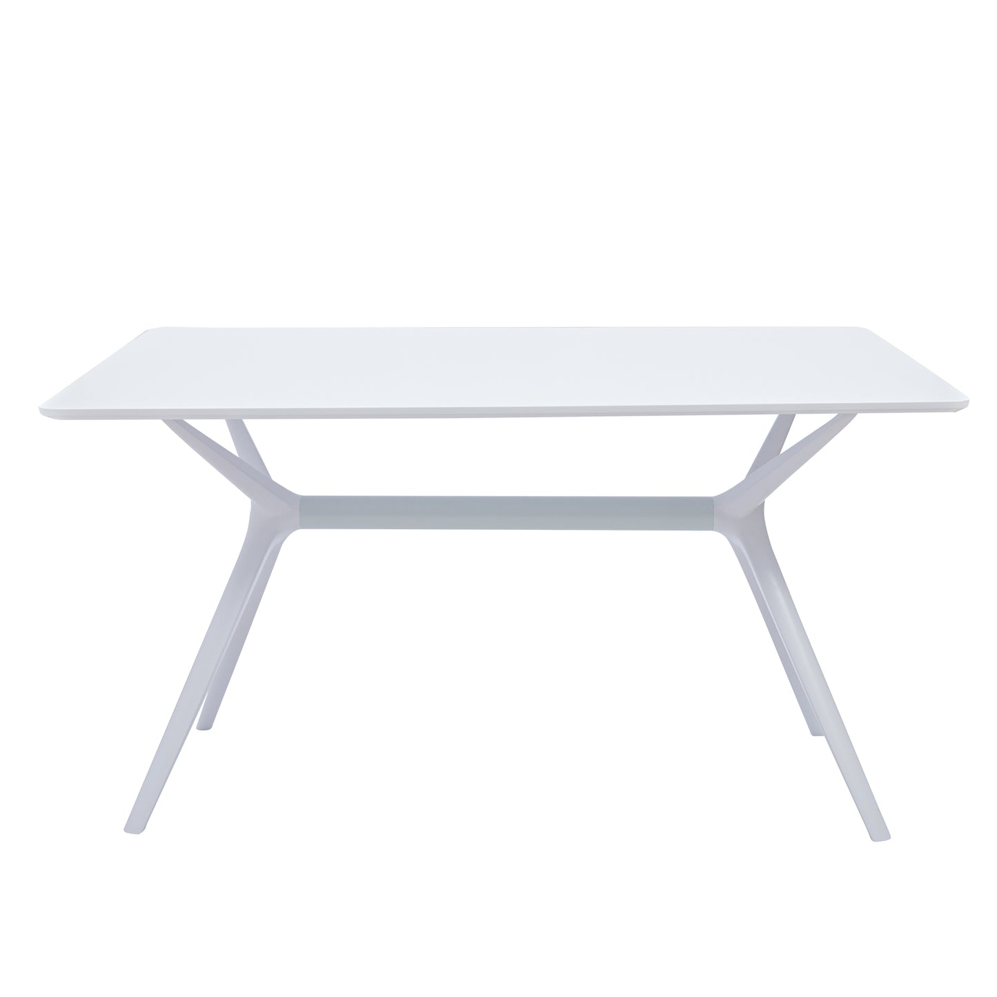 47" White Wood and Heavy Duty Plastic Trestle Base Dining Table