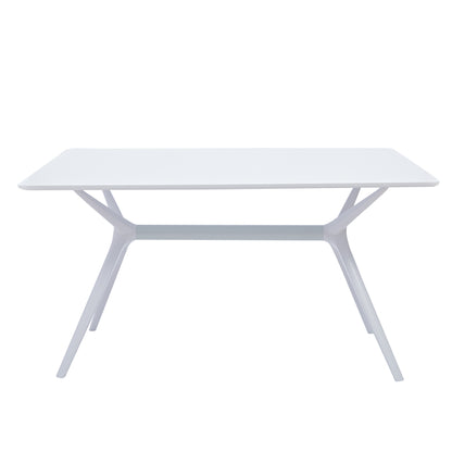 47" White Wood and Heavy Duty Plastic Trestle Base Dining Table