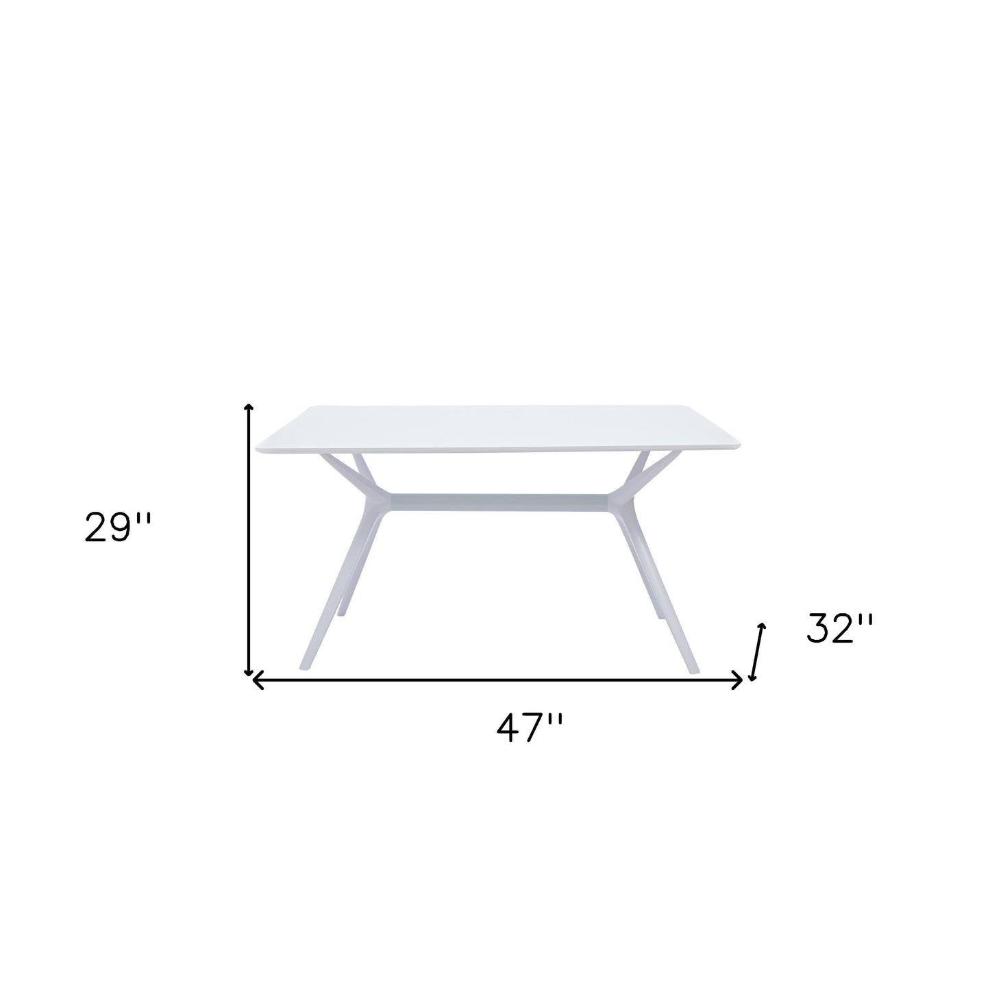 47" White Wood and Heavy Duty Plastic Trestle Base Dining Table