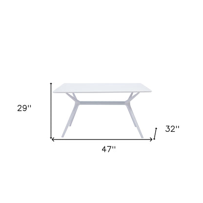 47" White Wood and Heavy Duty Plastic Trestle Base Dining Table