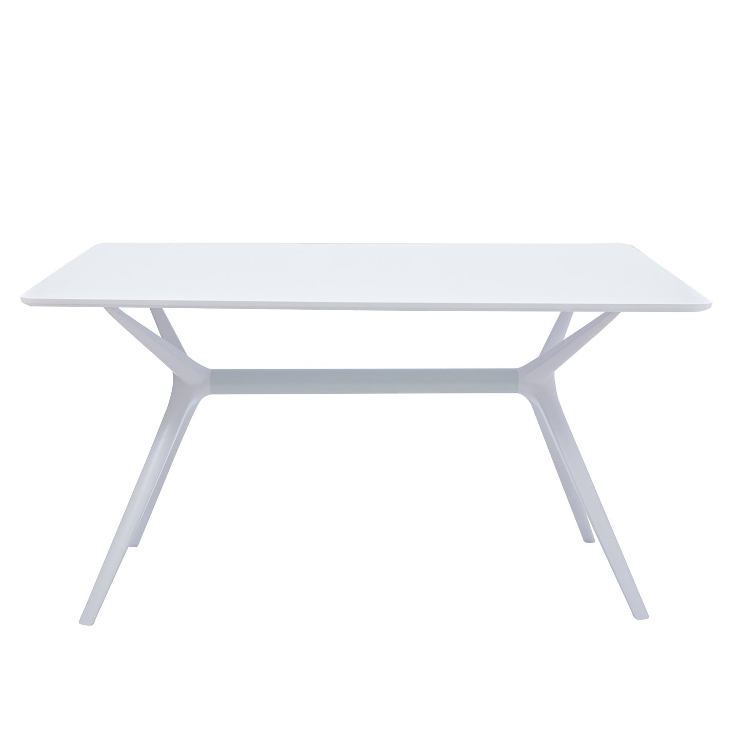 47" White Wood and Heavy Duty Plastic Trestle Base Dining Table